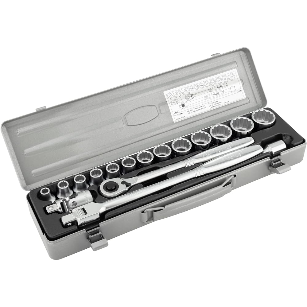TONE Socket Wrench Set 750M Drive 12.7mm (1/2") Silver Contents 17 items