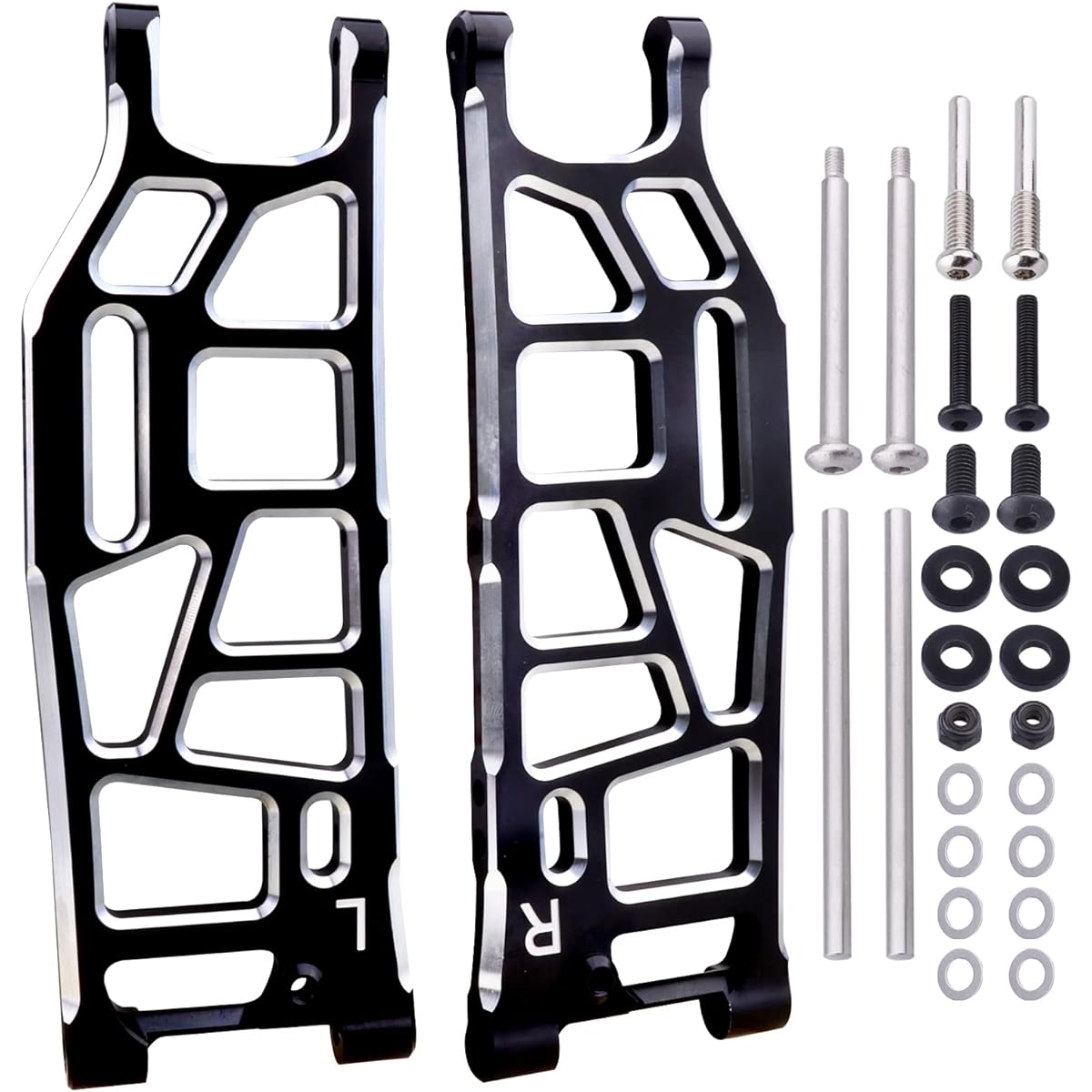 Aluminum Rear Lower Suspension Arm Replacement for Arrma 1/8 Kraton/Outcast/Notorious/Talion 6S BLX Upgrade Parts ARA330654 (Black)