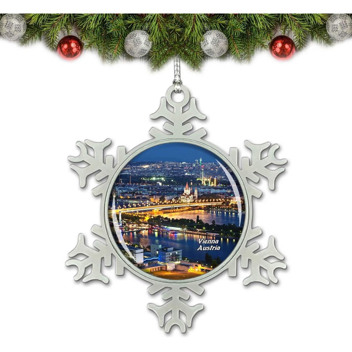Umsufa Austria Vienna Nights Christmas Ornament Tree Decoration Crystal Metal Souvenir Gift