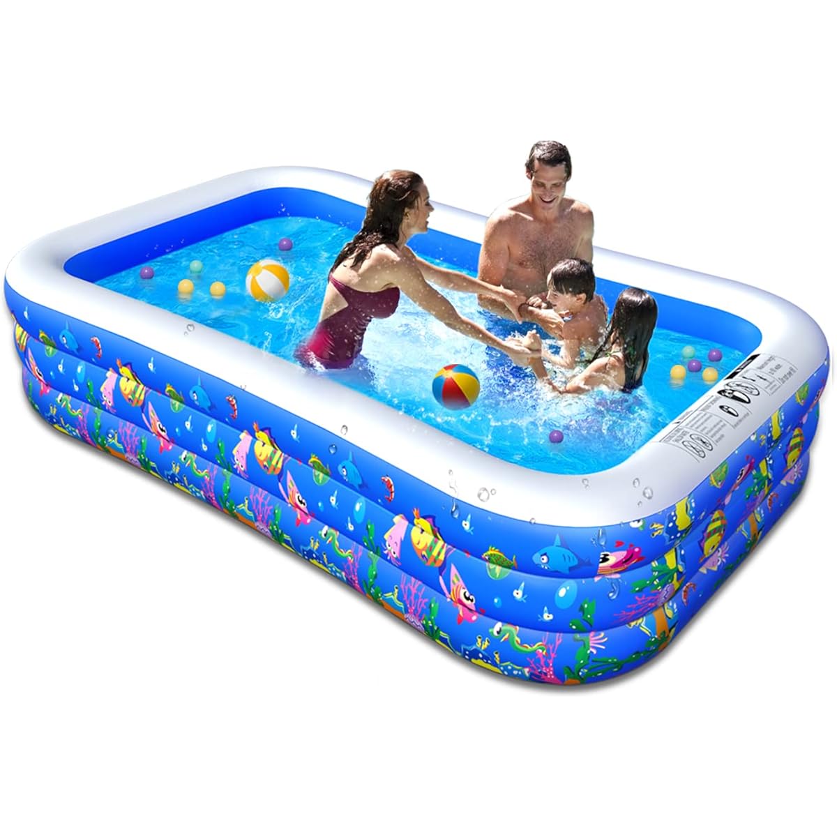 Inflatable Swimming Pool for Family, Inflatable Swimming Lounge Pool 105" x 60" x 22" Full Size Inflatable Pool for Adults, Garden Backyard Outdoor Summer Water Party