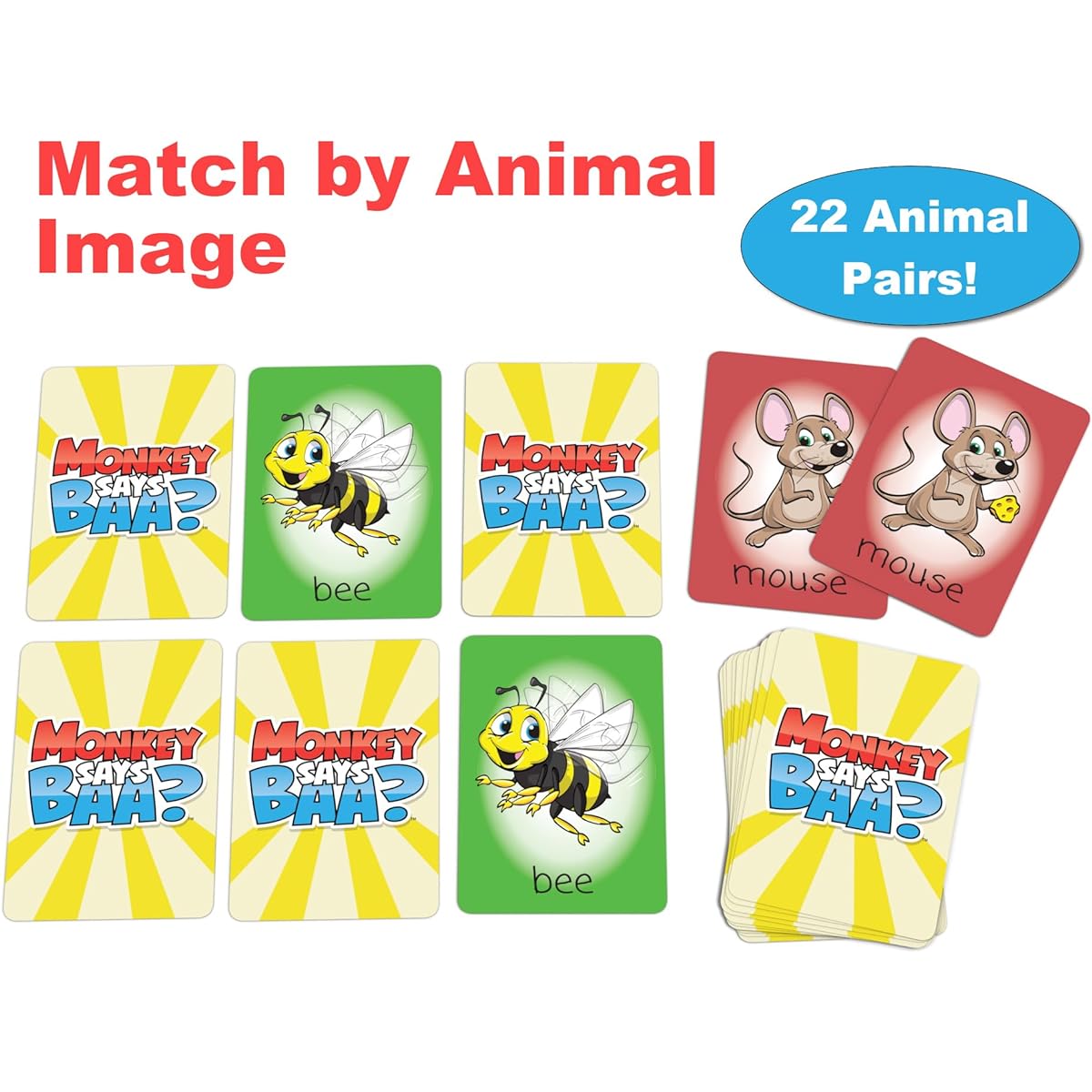 Monkey Says Baa? Animal Matching Game for ages 4 and up – traditional matching or mimicking animal sounds
