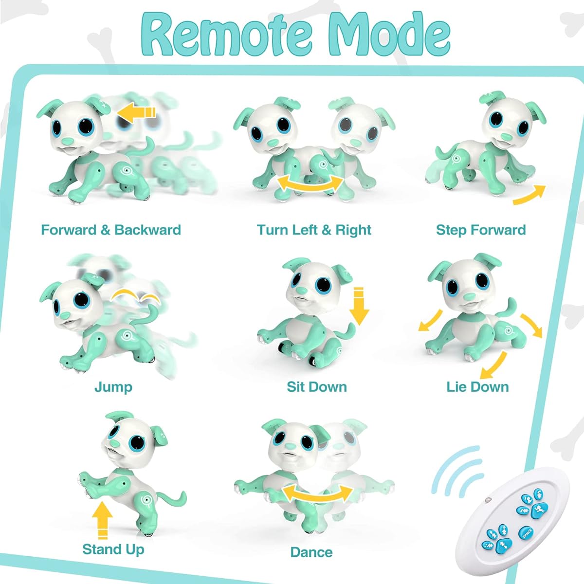 RACPNEL Remote Control Robot Dog Toy, RC Interactive Intelligent Walking Dancing Programmable Robot Puppy with Gesture Sensing, Lights and Sounds for Girls Ages 3+ (Green)