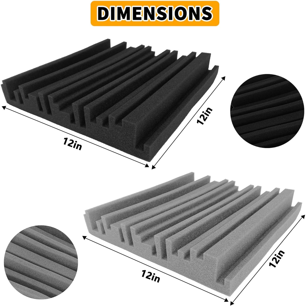Pyramid Design Acoustic Foam Panels 12 x 12 x 2 Inch Soundproof Foam Panels High Density Fire Resistant Acoustic Panels Sound Panels Studio Foam for Walls and Ceilings Pack of 12