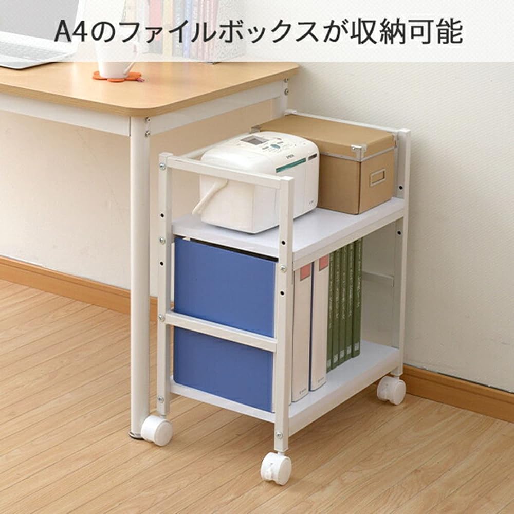 [Yamazen] Wagon with casters, Width 50 x Depth 29.5 x Height 60.5 cm, Compatible with A4 files, Adjustable top plate height, Assembly product, Oak/Sand Black MUD-50 (OAK/SBK)