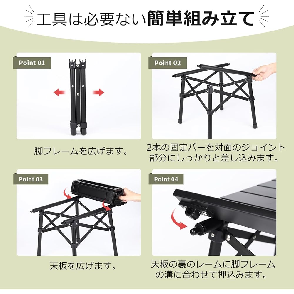 Camping Table AVOFOREST Table Outdoor Aluminum Compact Easy to Assemble Lightweight Load Capacity 50kg Includes Dedicated Storage Bag Foldable Roll Table Camping Table Picnic Outdoor Hiking BBQ
