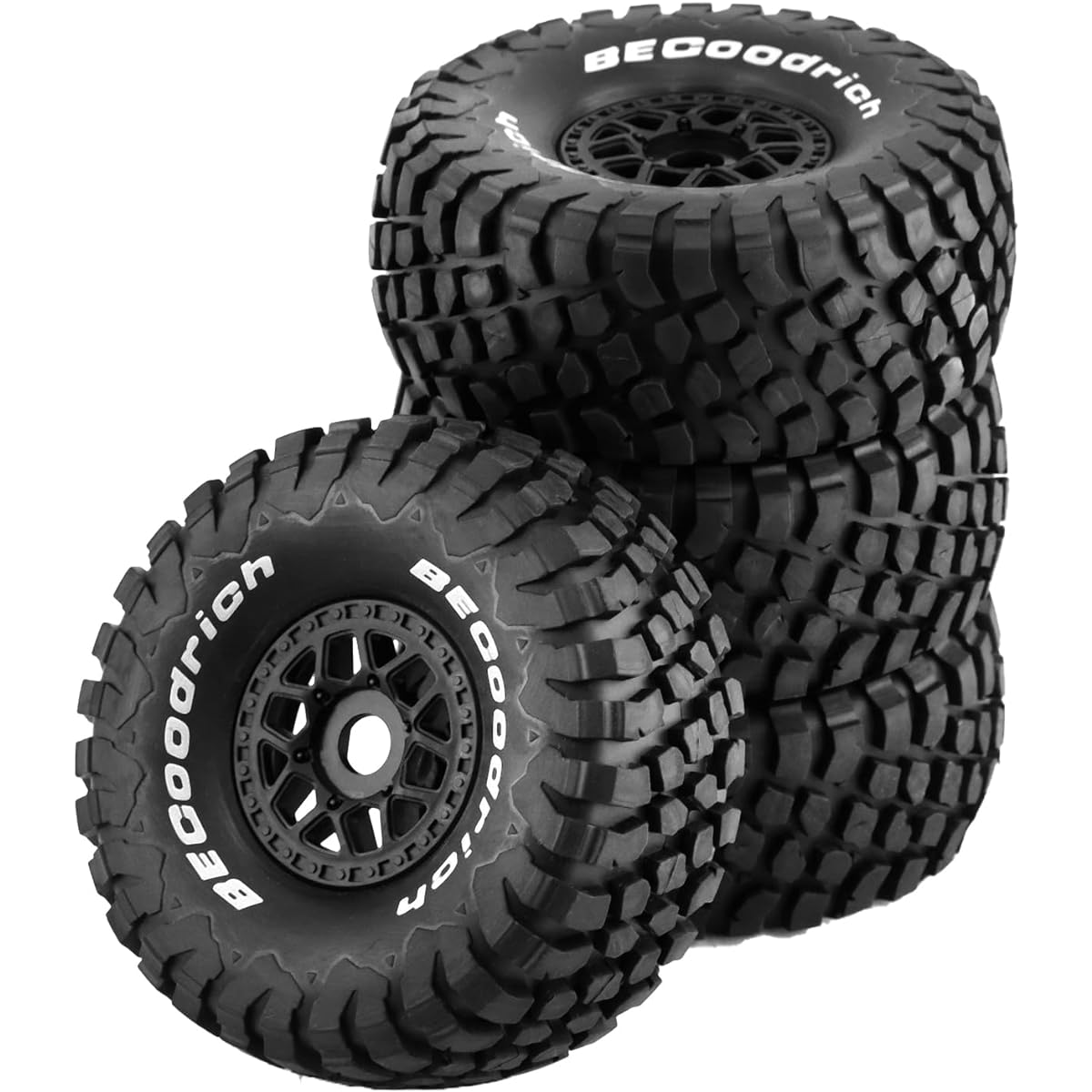 Chanmoo 1/8 RC Short Course Truck Tires and Wheels 17mm Hex Outer Diameter 135mm 1/7 All Terrain Off-Road Tires for 1:7 1:8 RC Buggy Truck Car HSP TRAXXAS UDR DF7 FS Atom ARRMA Mojave YK4072 DF7 4pcs (Black)