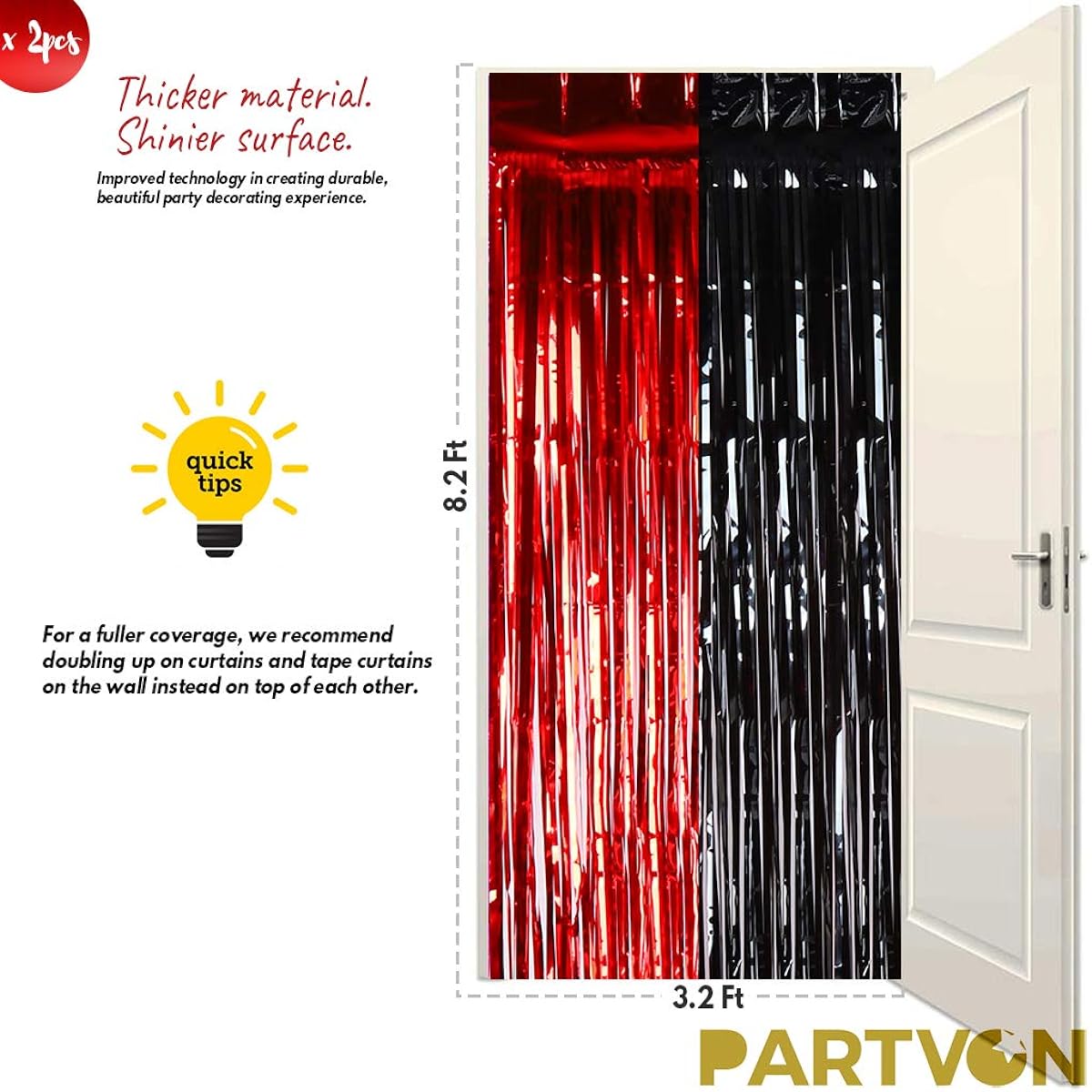 Foil fringe curtains (red black)