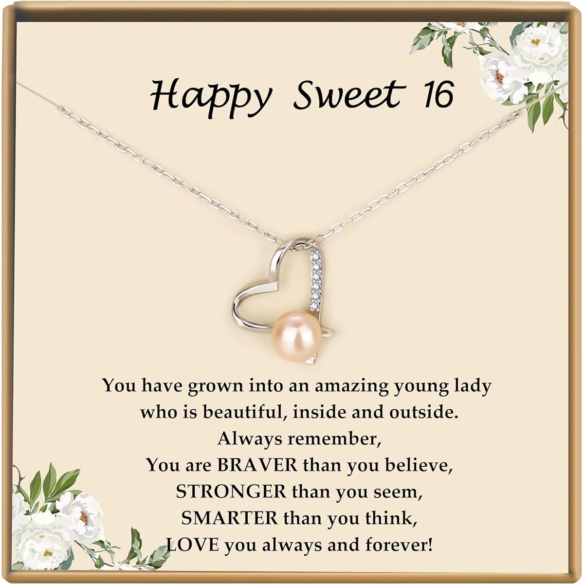 TZPI Pearl Necklace 10-60 Years Birthday Gift Wedding Necklace Mother's Day Gift Daily Necklace for Girls and Women