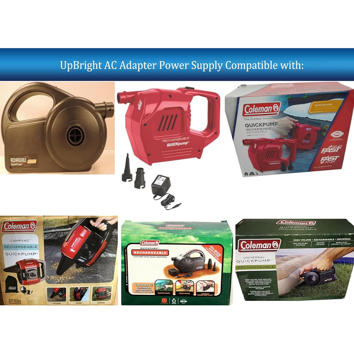 UpBright 6V AC/DC Adapter Coleman QuickPump Rechargeable 2000017848 Campvac 2000012491 Universal 5999B400 YL-35-075300D Quick Pump 3YE GQ07-075020-AU 7.5V 200mA Power Battery Charger