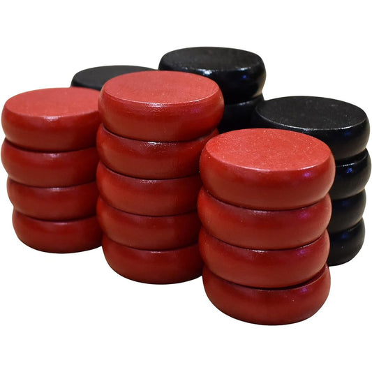 26 Tournament Size Crokinole Discs with 5x7" Cloth Pouch (Black & Red)