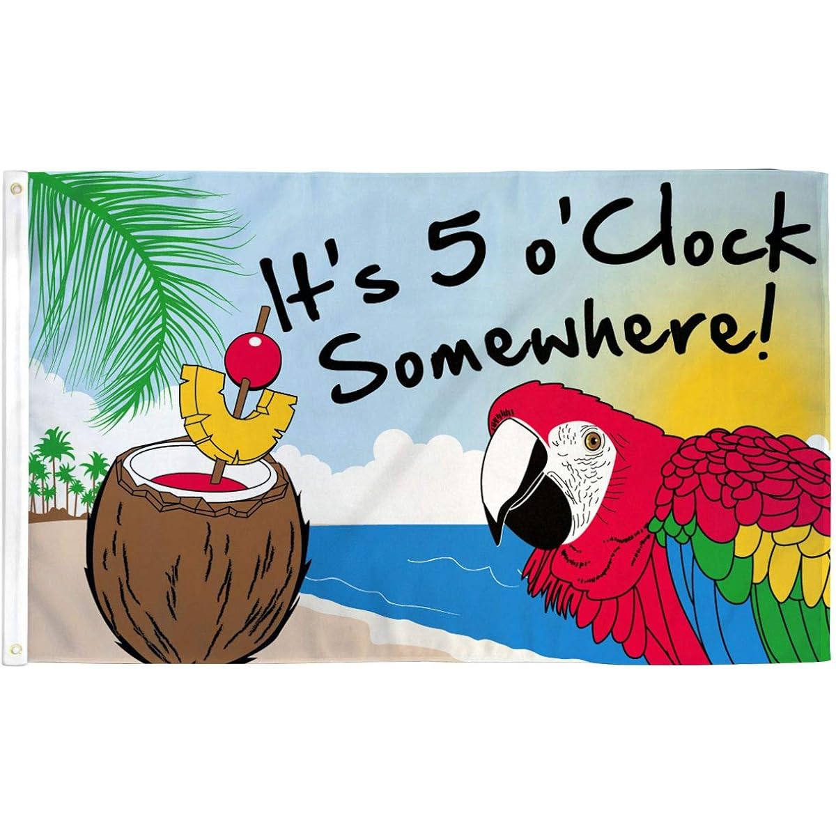 It's 5 o' Clock Somewhere Flag Party Banner Bar Sign Happy Hour Pennant 2 x 3ft