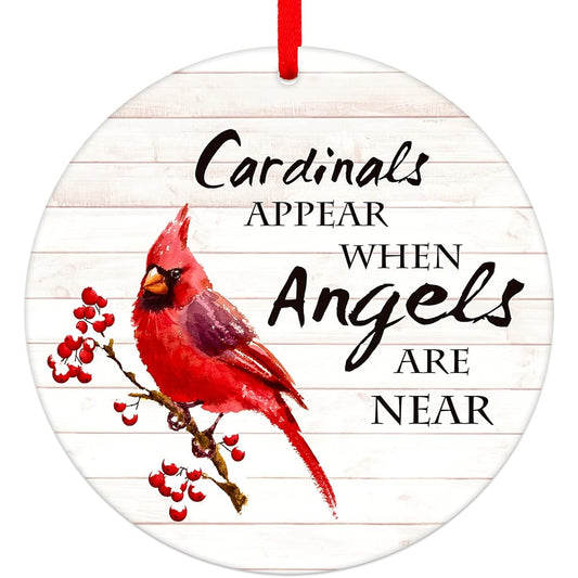 WaaHome Cardinals Appear When Angels are Near Christmas Ornament, 3" Red Cardinal Christmas Ornament, Memorial Tree Decoration for a Loved One