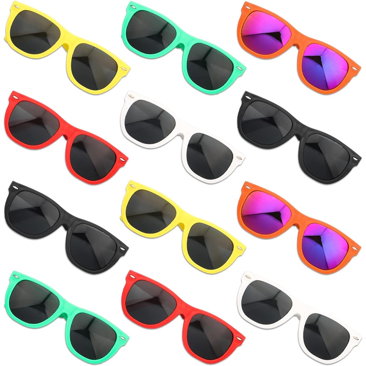 DoYoDoYa 12 Pack Kids Sunglasses Bulk, Neon Color Sunglasses UV Protection Beach Pool Party Favors Good Bag Filler Sunglasses Party Favors