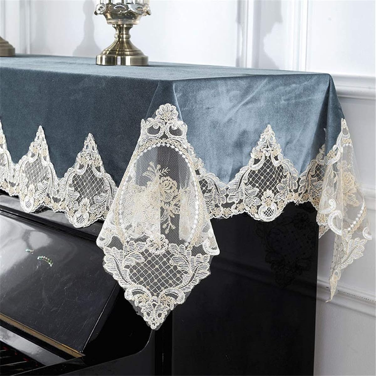 Digital Piano Dust Cover Lace Piano Cover Princess Style Dustproof Simple Piano Clean Universal For Universal Piano (Color: A, Size: Free size)