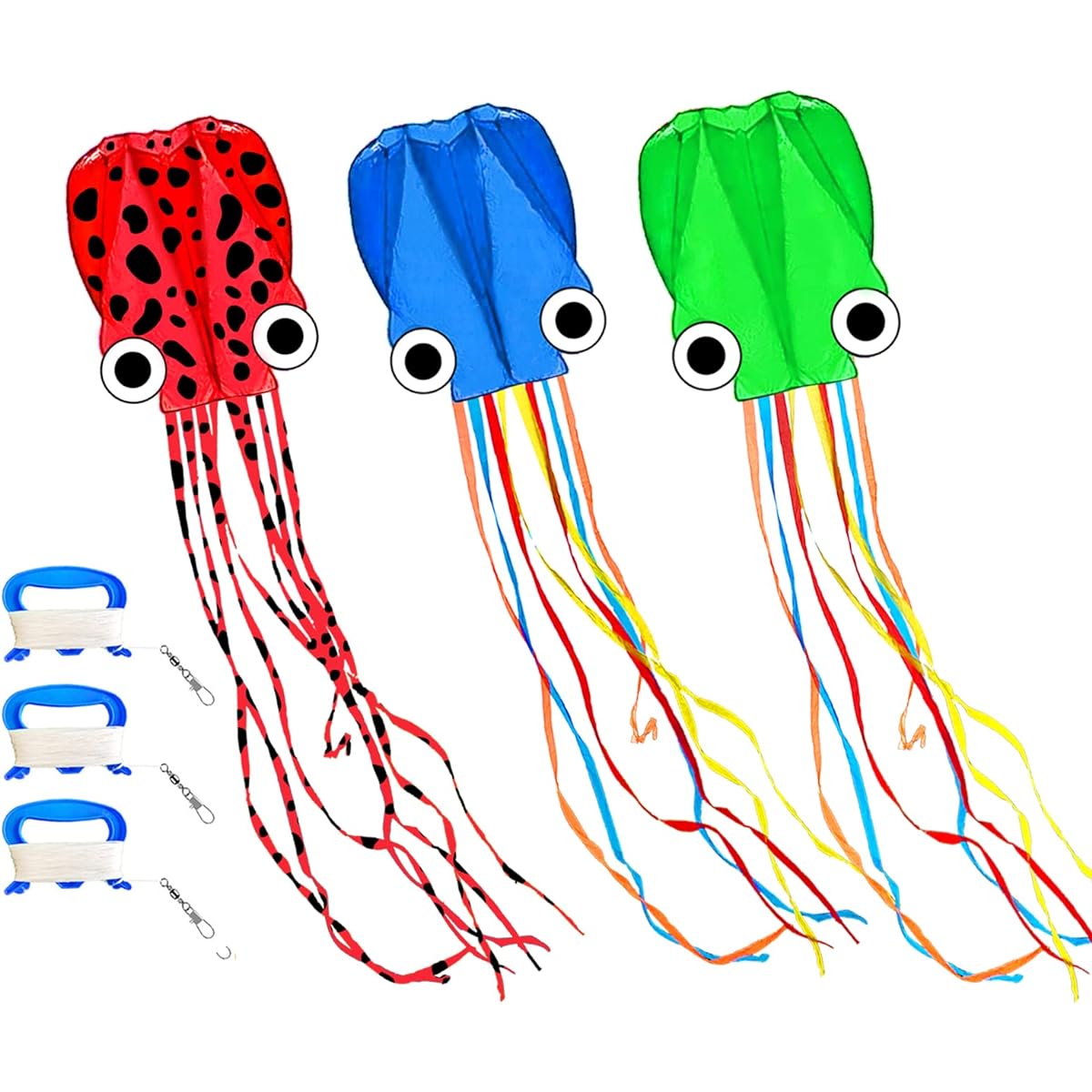 Mint's Colorful Life Octopus Kites 3 Pack Large 3D Software Kites for Kids and Adults Long Tail Giant Easy Flyer Kite for Beach Travel Family Games and Activities