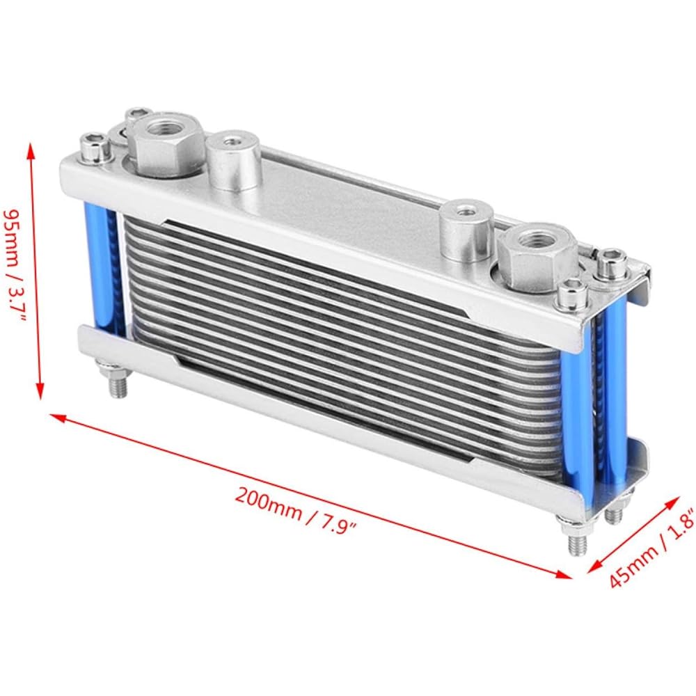 Motorcycle Oil Cooler Motorcycle Oil Cooler Engine Oil Cooling Load Reduction Output Increase Aluminum Good Heat Dissipation 50cc~125cc 140cc 150cc 200cc Horizontal Engine Use Motorcycle Replacement Supplies (Silver)