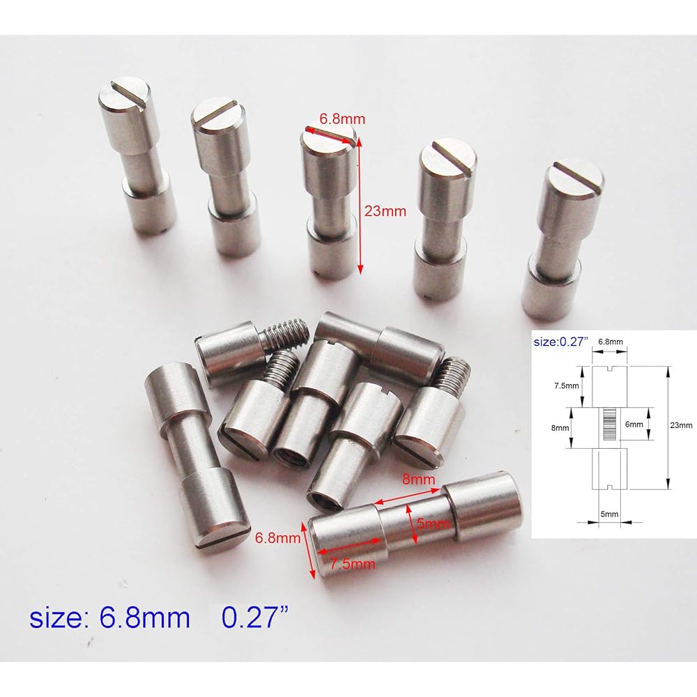 EDC Stainless Knife Fastener, Knife Makers 10 Cox Fastener, DIY Handle Fastener Rivet, Knife Shaft Screw (Stainless Steel, 6.8mm)