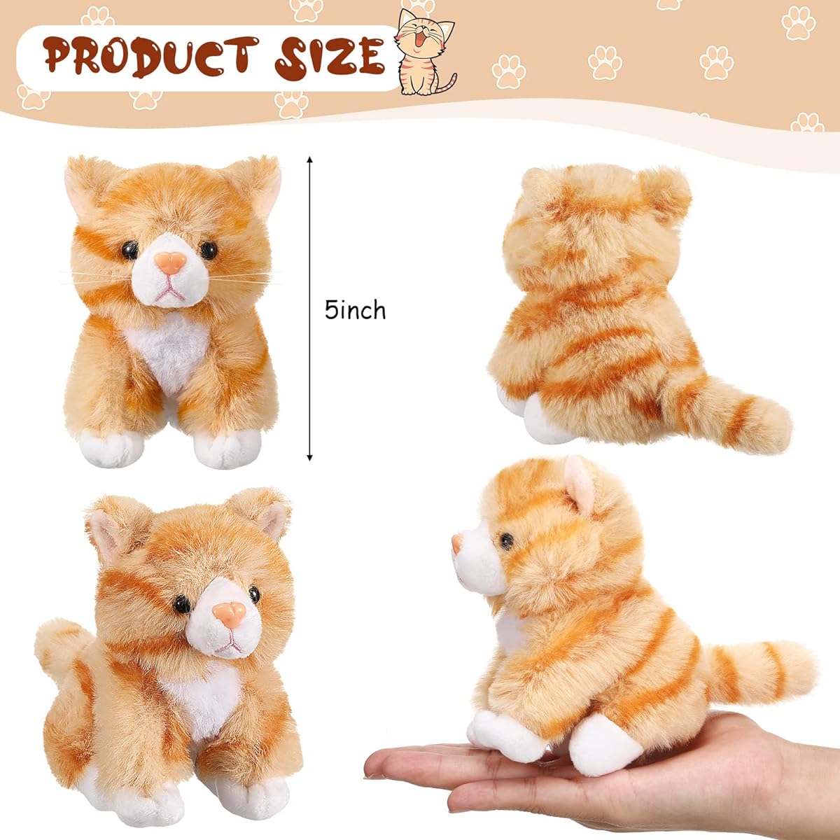 Leitee 16pcs Cat Stuffed Animals Bulk 5 Inch Kitten Stuffed Animals Assortment Cute Stuffed Animals Small Fluffy Stuffed Animals for Classroom School Pet Birthday Party Favors (Cute Style)