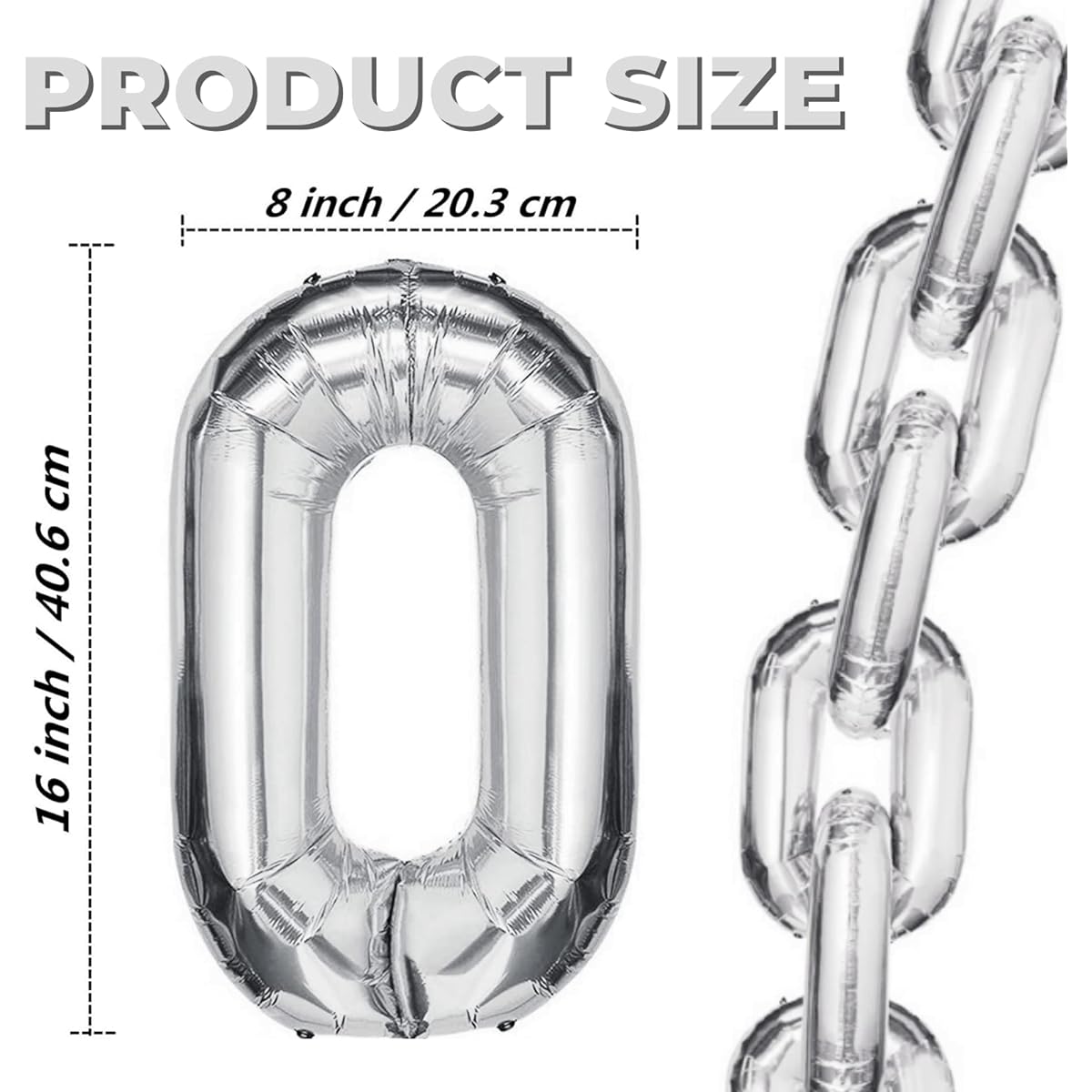 Virtue morals 48pcs 16 inch Foil Chain Balloons Jumbo Chain Balloons 80's 90's Party Decorations Giant Balloon Chain Balloons Silver