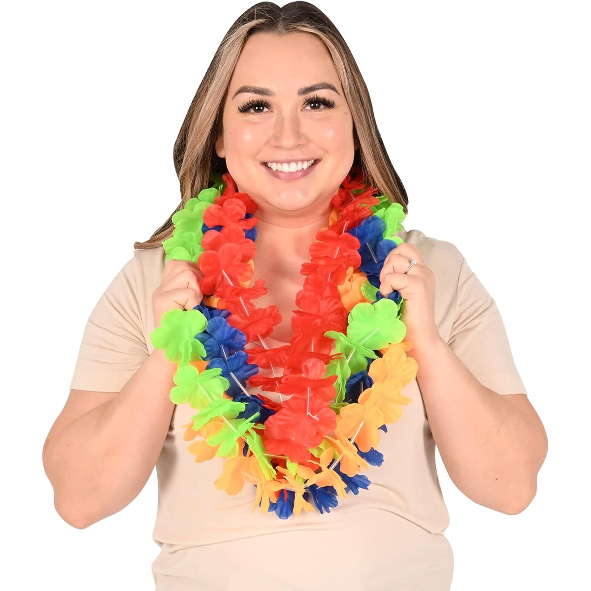 Beistle 6-Piece 40" Blue Floral Hawaiian Leis Luau Party Supplies Tropical Favors