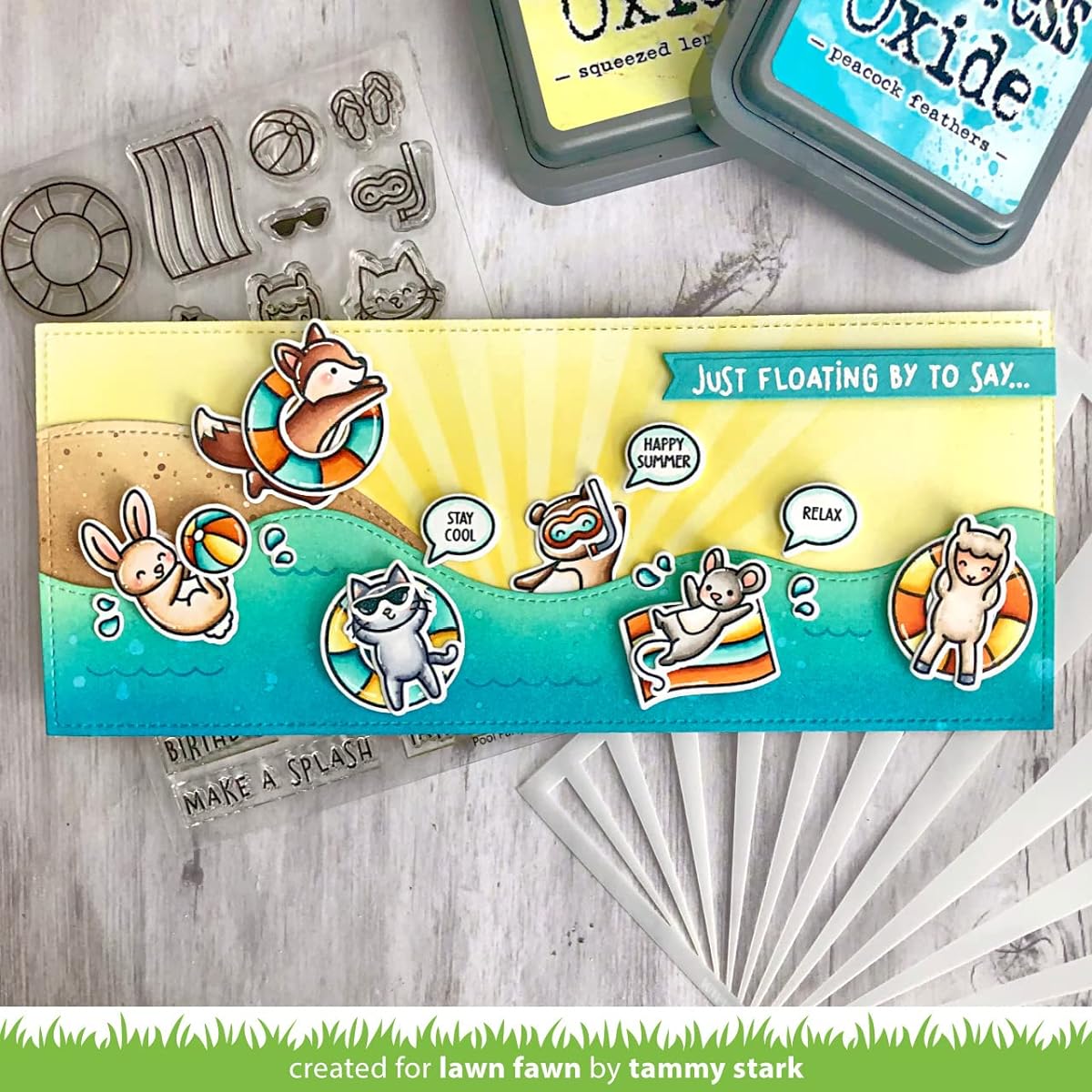 Lawn Fawn 4" x 6" Pool Party Clear Stamp Set and Coordinating Dies (LF2854 2855) 1 Stamp/Die Storage Pocket 3 Piece Set