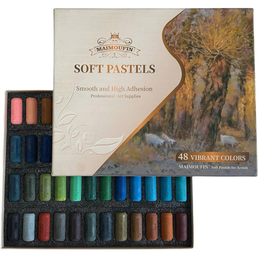 MAIMOUFIN Soft Pastels for Artists, High Adhesion Soft Chalk Pastels, 48 Vibrant Colors, Professional Grade Art Supplies Set for Pastel Drawing Painting Artist Beginners