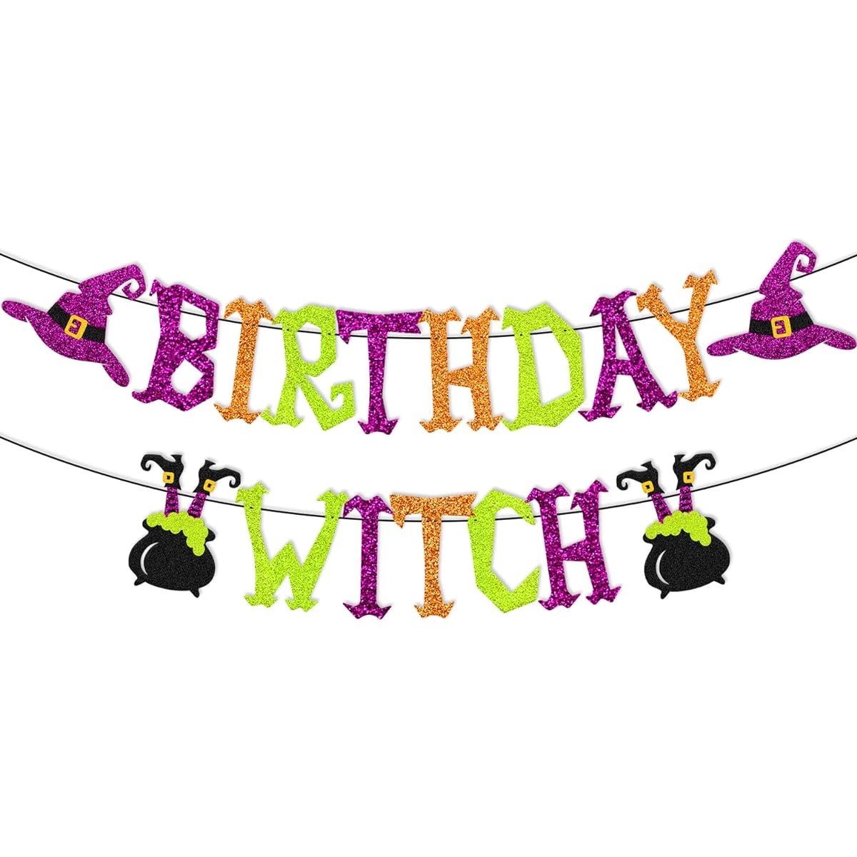 Halloween Birthday Witch Banner Ghost Sorceress Bat Cat Theme for Girls Women Happy Hallows Birthday Decorations Witch Fall Season All Souls Day Birthday Party Celebration Decor Supplies