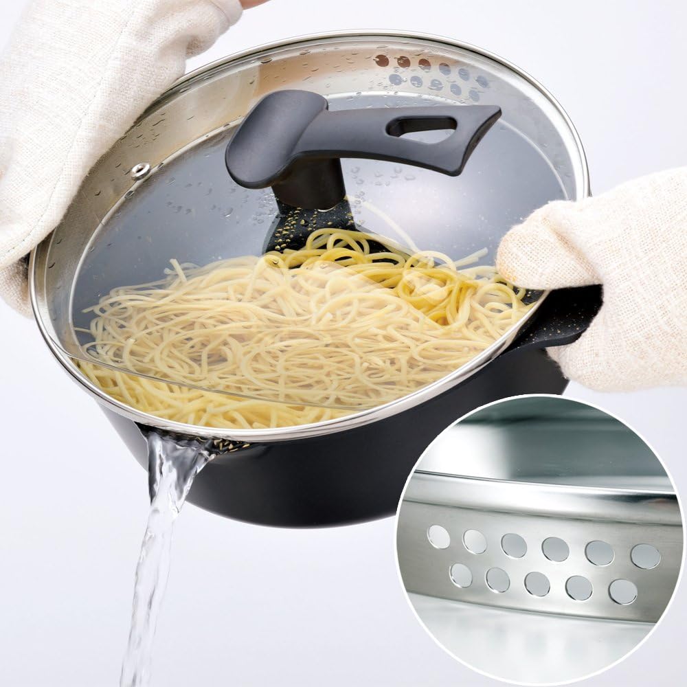 Wahei Freize Frying Pan, Boil, Bake, Cook, Steam, Boil, Stir-fry, Deep-Fry, Multifunctional Pan, Auvel II, IH Compatible, Quick Marble, Fluorine Resin Processing, Recipe Included EM-9735