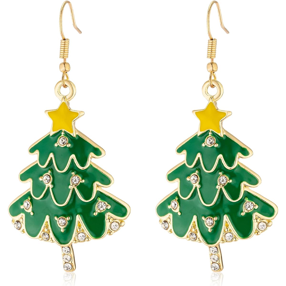 Christmas Earrings for Women Girls Christmas Tree Crystal Earrings Christmas Party Drop Dangle Earrings Holiday Earrings Christmas Jewelry, No Gems