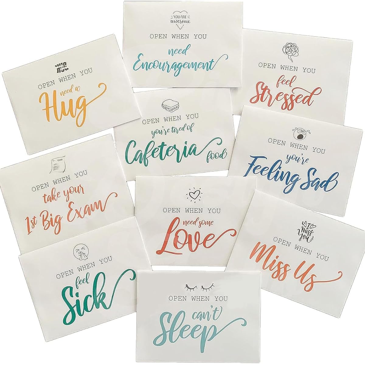 Open Envelopes 16 Pieces Romantic Long Distance Relationship Gifts Colorful Open Letter Retirement Gifts University College Care Package Homecoming Gifts for Daughter/Son/Boyfriend/Girlfriend