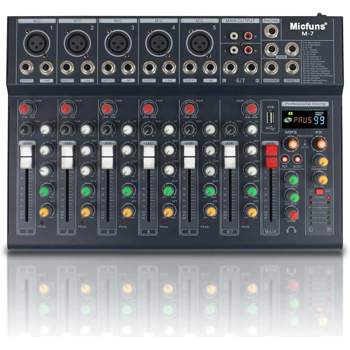 Micfuns M7 Unpowered Recording Mixer (F7)