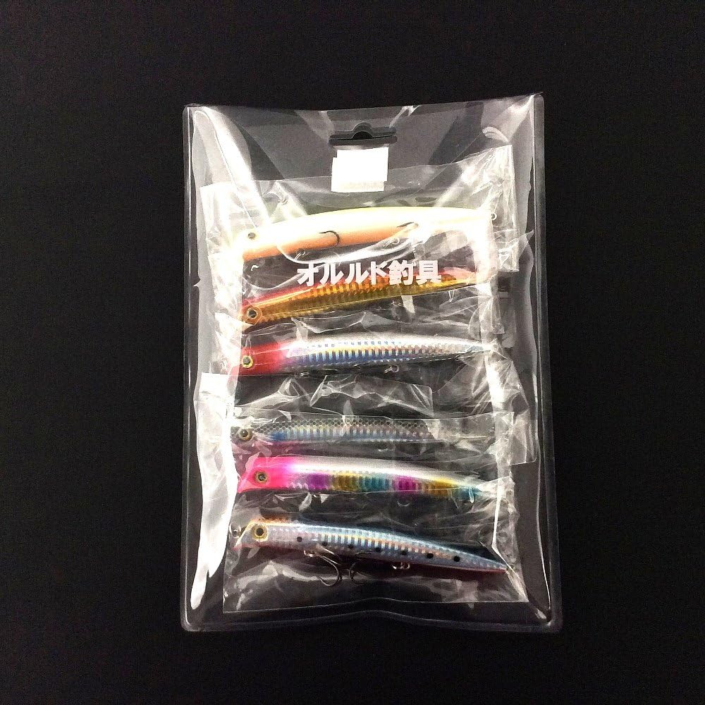 [Orld Fishing Gear] Lipless Baku Fishing Minnow 12cm 18g 6 Color Set Ideal for Saltwater (seawater) such as Seabass and Flounder Fishing Lure Set Lipless Floating Minnow Pencil Bait Hook Strongest Color 6 Color Set qb100067a01n0