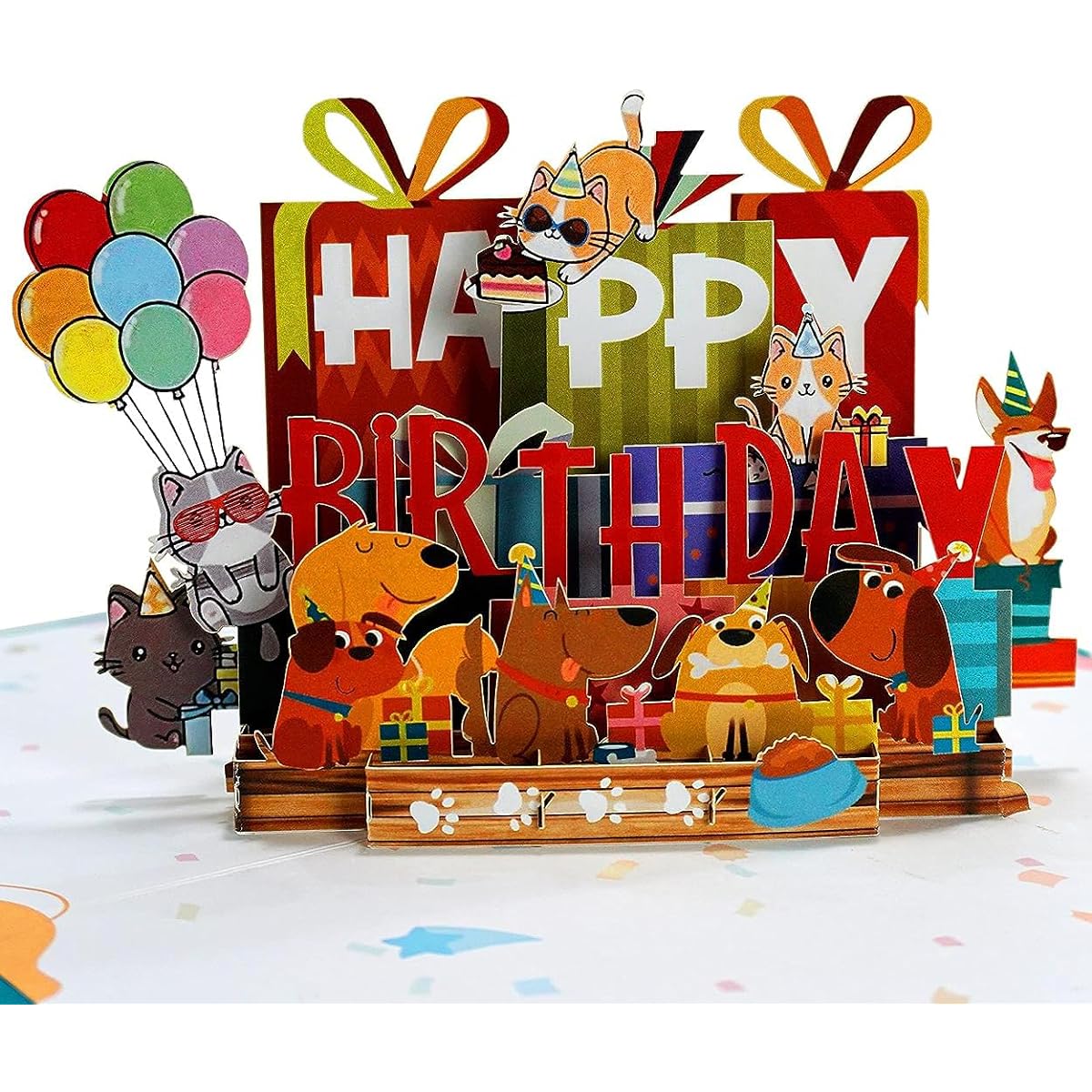 CUTPOPUP Text "Happy Birthday with Animals" Pop-up Card, Pop-up Birthday Card, 3D Greeting Card Birthday, Happy Birthday Pop-up Card, Happy Birthday Animals US