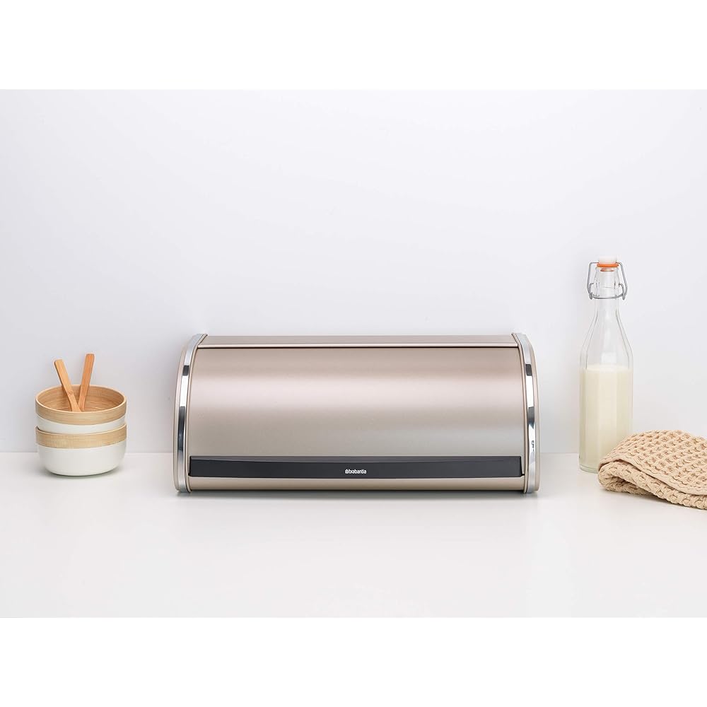 Brabantia Bread Bin Roll Top Bread, Condiments, Snacks Storage Made in Belgium Champagne 304804