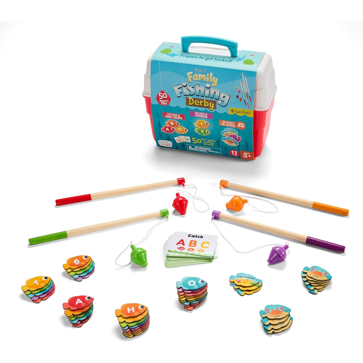 Chuckle & Roar - 3-in-1 Family Fishing Derby - A New Family Game Night Classic - Great for Kids and Adults - Learn While You Play - Ages 3+