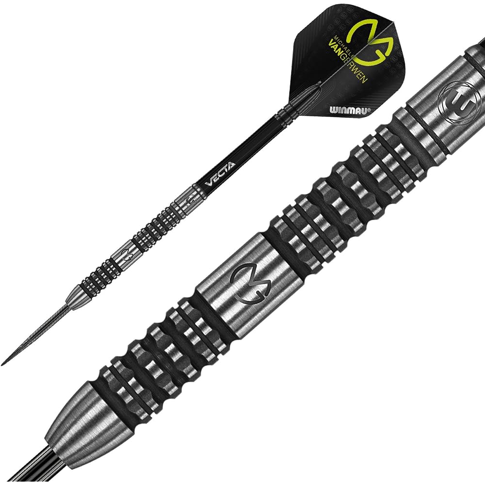 WINMAU Michael van Gerwen MvG Absolute Tungsten Steeltip Darts Set 24g with Prism Flights and Vecta Shafts (Stems) 1442-24