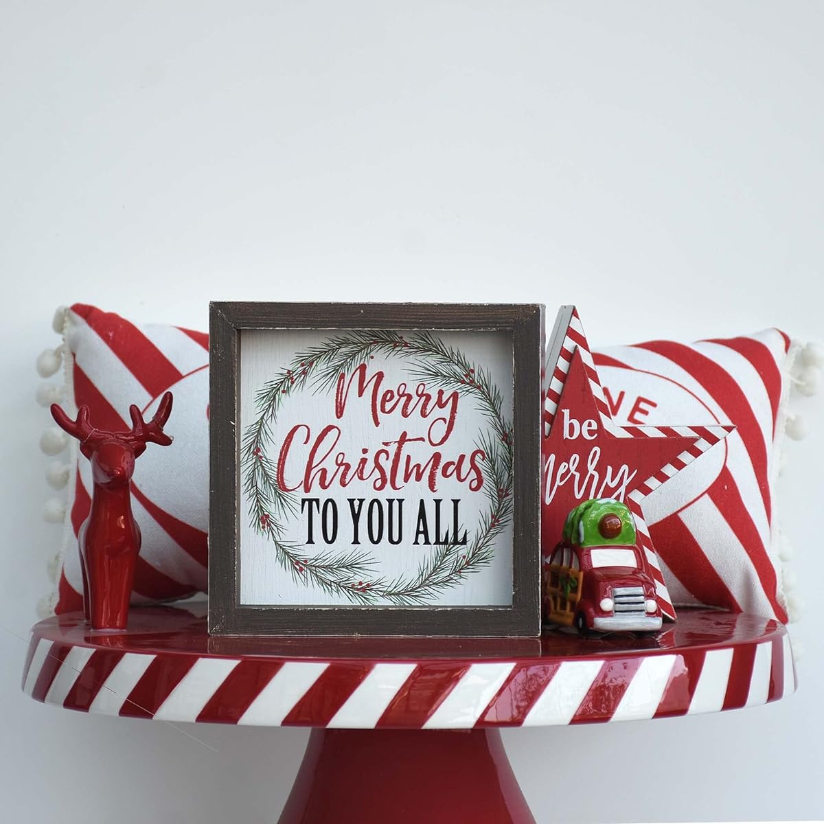 Paris Loft Christmas Signs Merry Christmas to You All Wooden Tabletop or Wall Decor Christmas Wreath Buffalo Check Farmhouse Christmas Sign