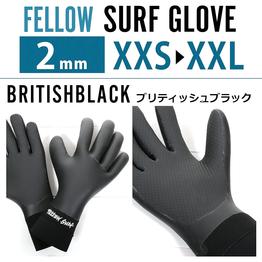 FELLOWSURF Surf Gloves 2mm Surfing Skin Waterproof Cold Protection Gloves Winter Neoprene Fleece Lining Thermal Wetsuit Japanese Standard