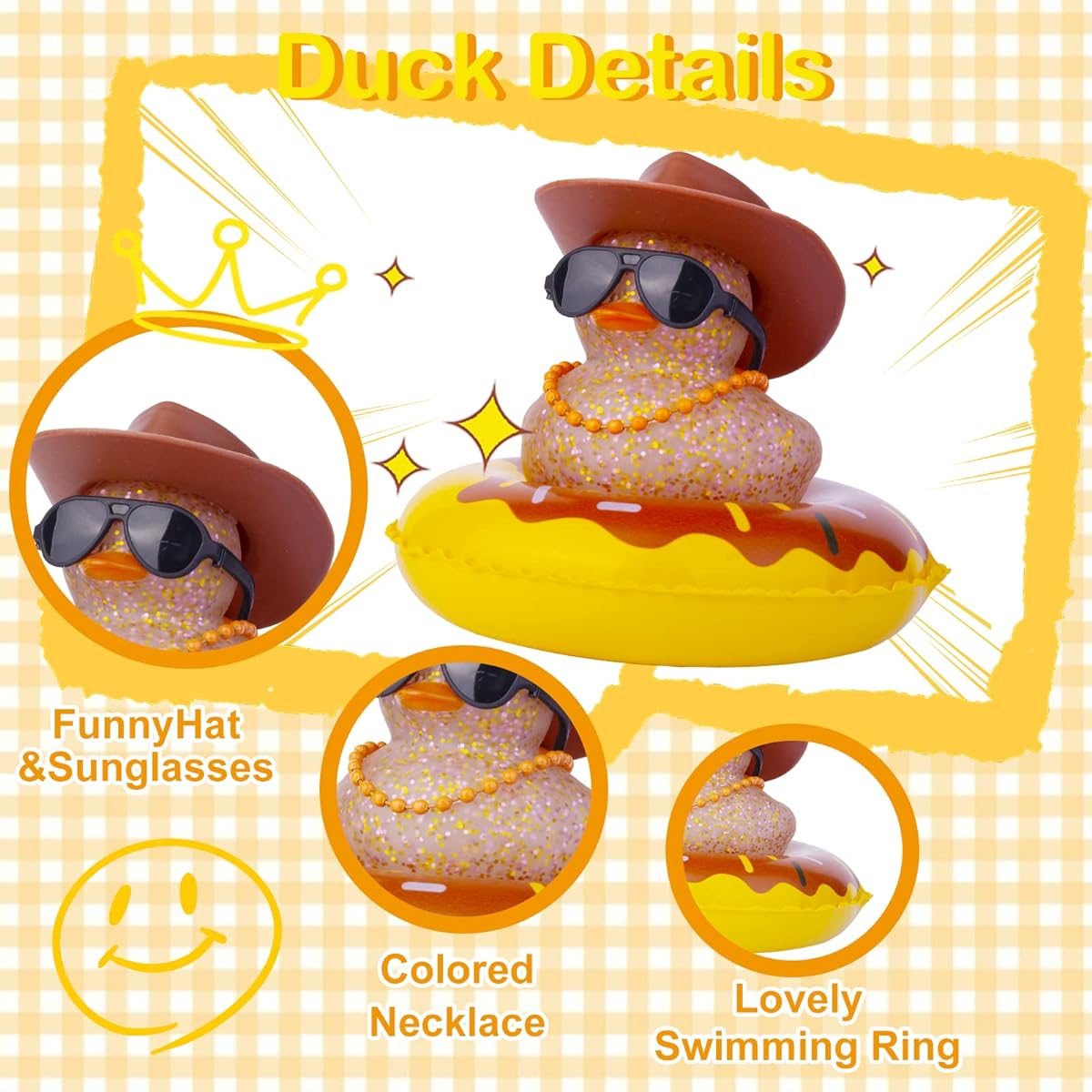 MuMyer Sequin Duck Car Ornament Car Rubber Duck Dashboard Decoration Accessories