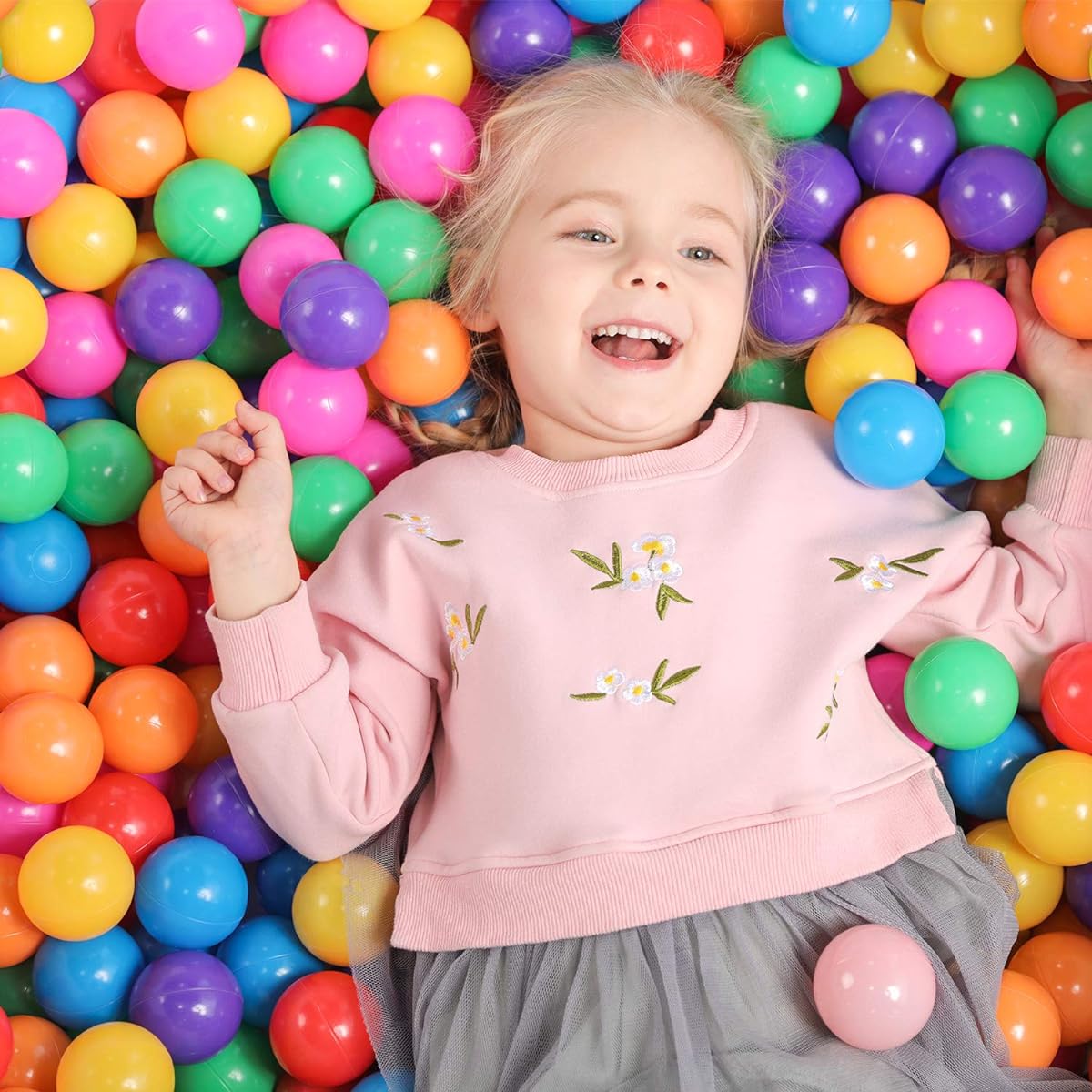 TrendBox 100 Balls Pit Balls Colorful Ocean Balls for Babies Kids Soft Plastic Balls for Birthday Parties Events Playground Games Pool - 2.2 Inch