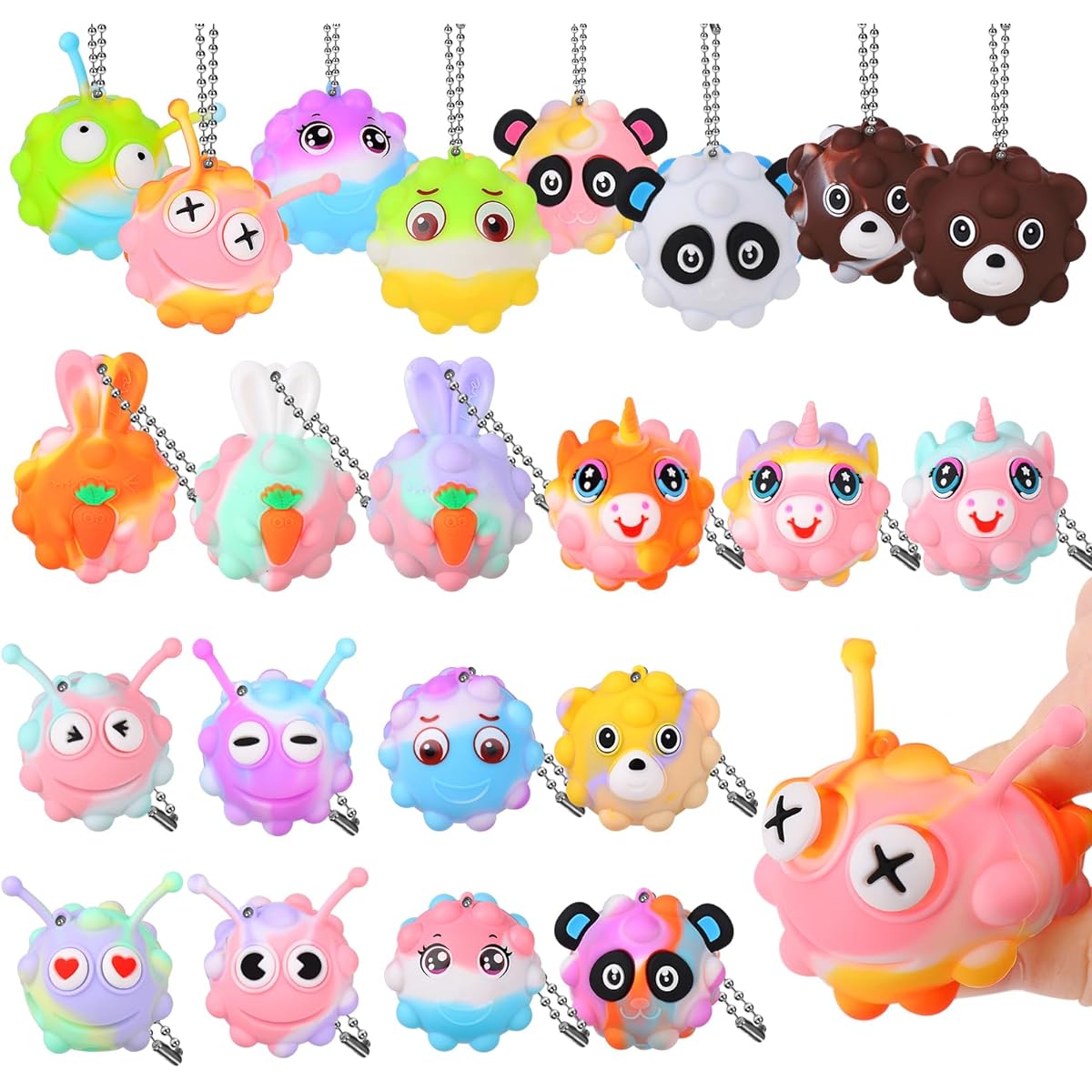 Gigilli 24 Pack Party Favors for Kids 8-12 Fidget Toys Pop Balls Goodie Bag Stuffers Treasure Chest Class Giveaways Birthday Party Return Gifts for Toddlers