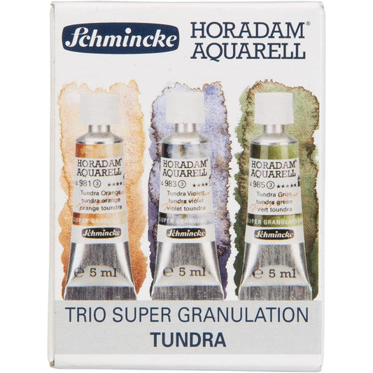 Schmincke Horadam® Aquarell, Super Granulation Trio Tundra, 5 ml Tubes, 74 618 097, Cardboard Set, Very Strong Granulating colors, Finest, Super Granulating Watercolors