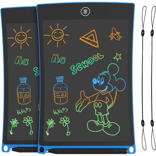 8.5-Inch LCD Writing Tablet Colorful Screen, 2PCS Doodle Board Drawing Pad for Kids, Erasable Electronic Painting Pads Learning Educational Toy, Gift for Kids Aged 3-12, Blue
