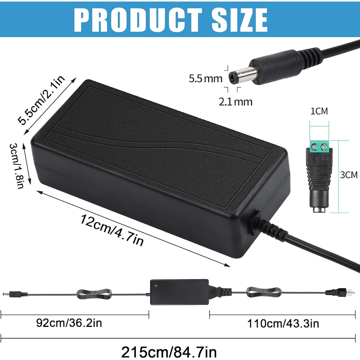12 Volt 6 Amp Power Adapter Output 12V 6A 72W Wall Plug Switch 5.5mm x 2.1mm DC Output Jack Power Adapter Converter Regulator DC12V for 5050 LED Strip Light