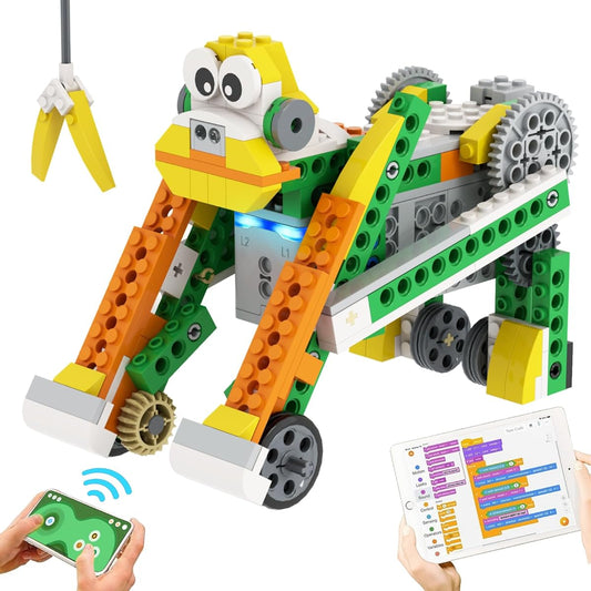 Apitor Robot Q, STEM coding robot for kids aged 6 and up, equipped with motors, high-tech color and infrared sensors, gyroscope and app remote control, app introductory course, 20 in 1 robot toy kit