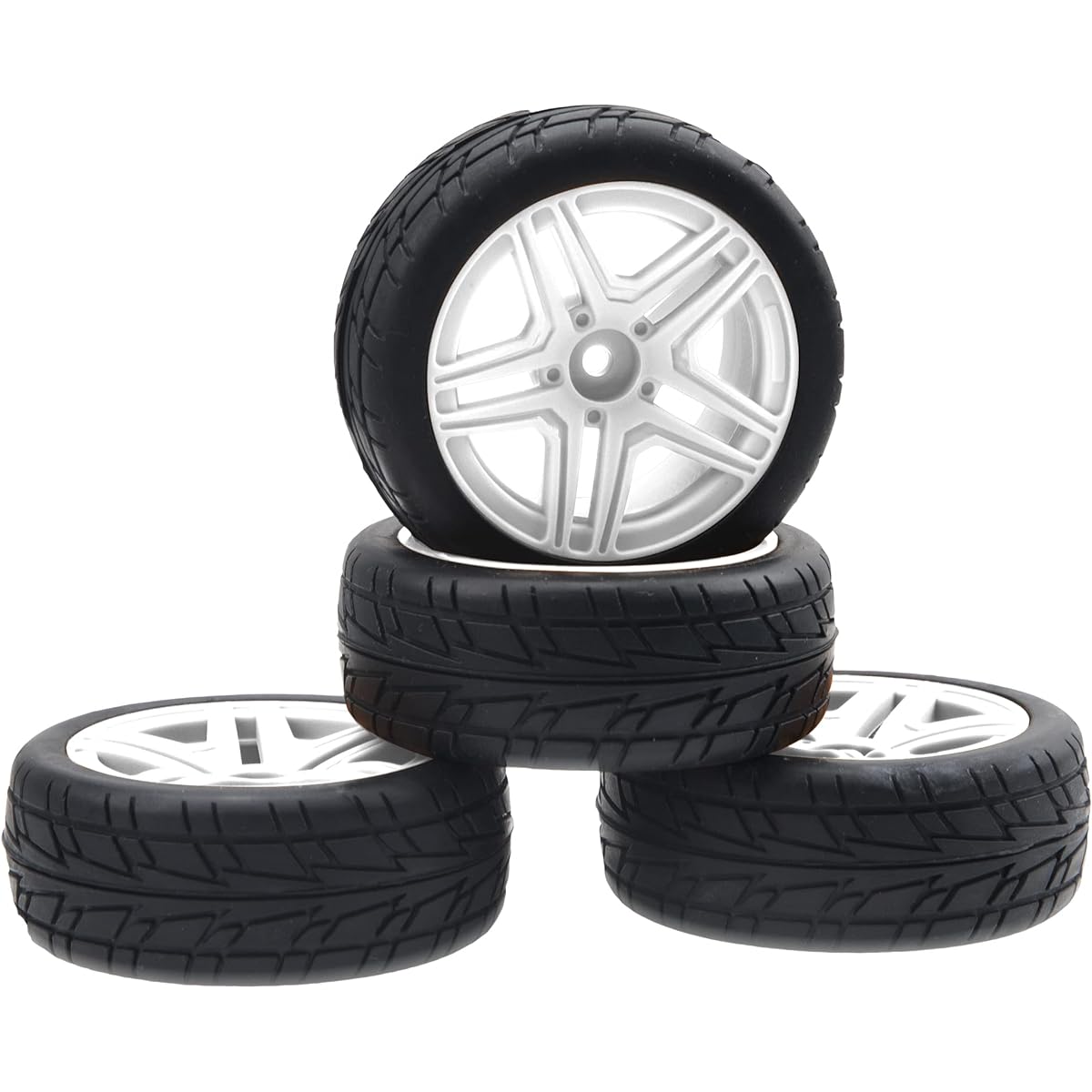 HIRCQOO OD2.75" 12mm Hex Hub Wheel Rim Nylon & Rubber Tire HSP Tamiya HPI Kyosho Traxxas WLtoys 1/10 1/12 On-Road Touring Car, Wltoys 144001 Traxxas 1/16 Slash RC Buggy (White)