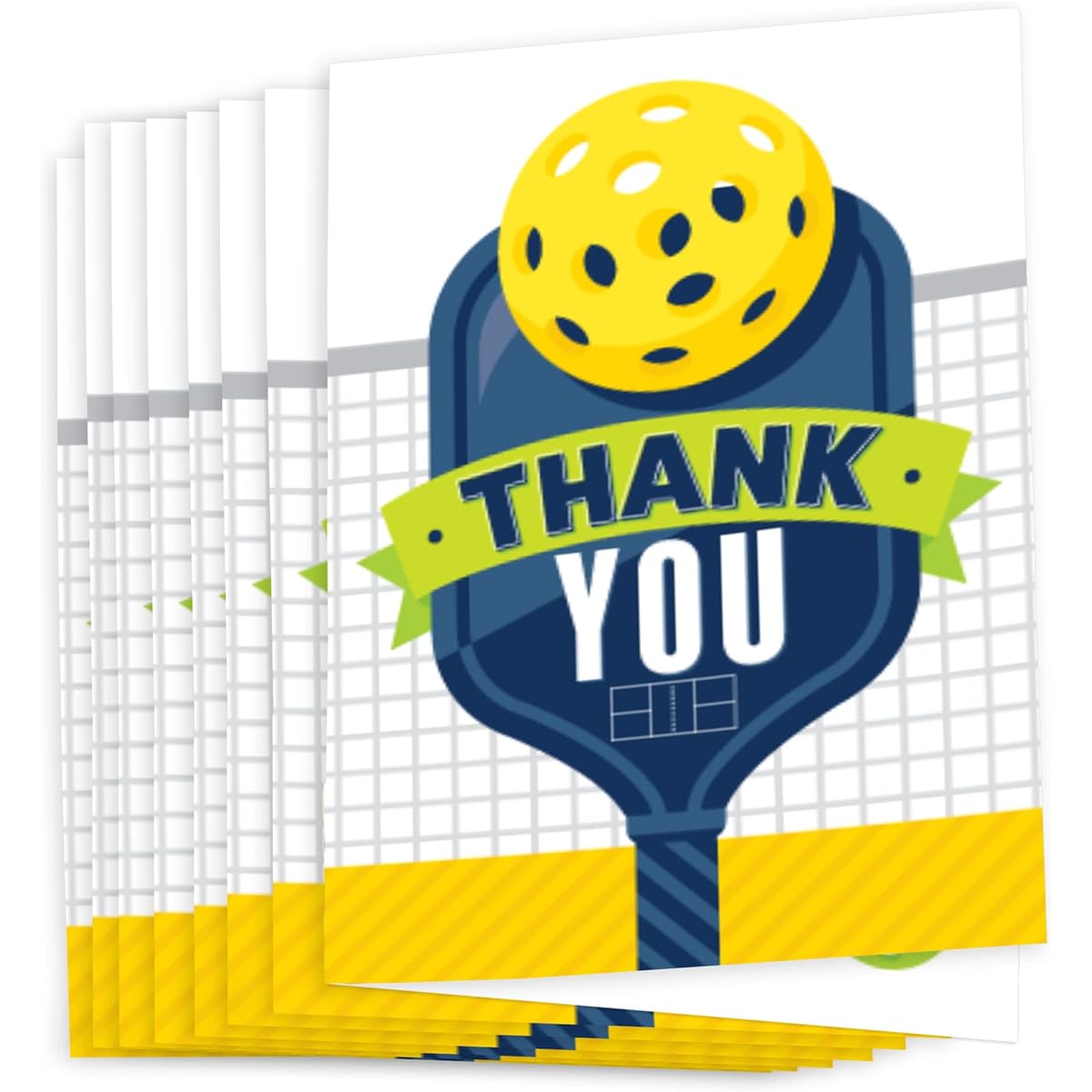 Big Dot of Happiness Let's Rally - Pickleball - Birthday or Retirement Party Thank You Cards (8 Count)