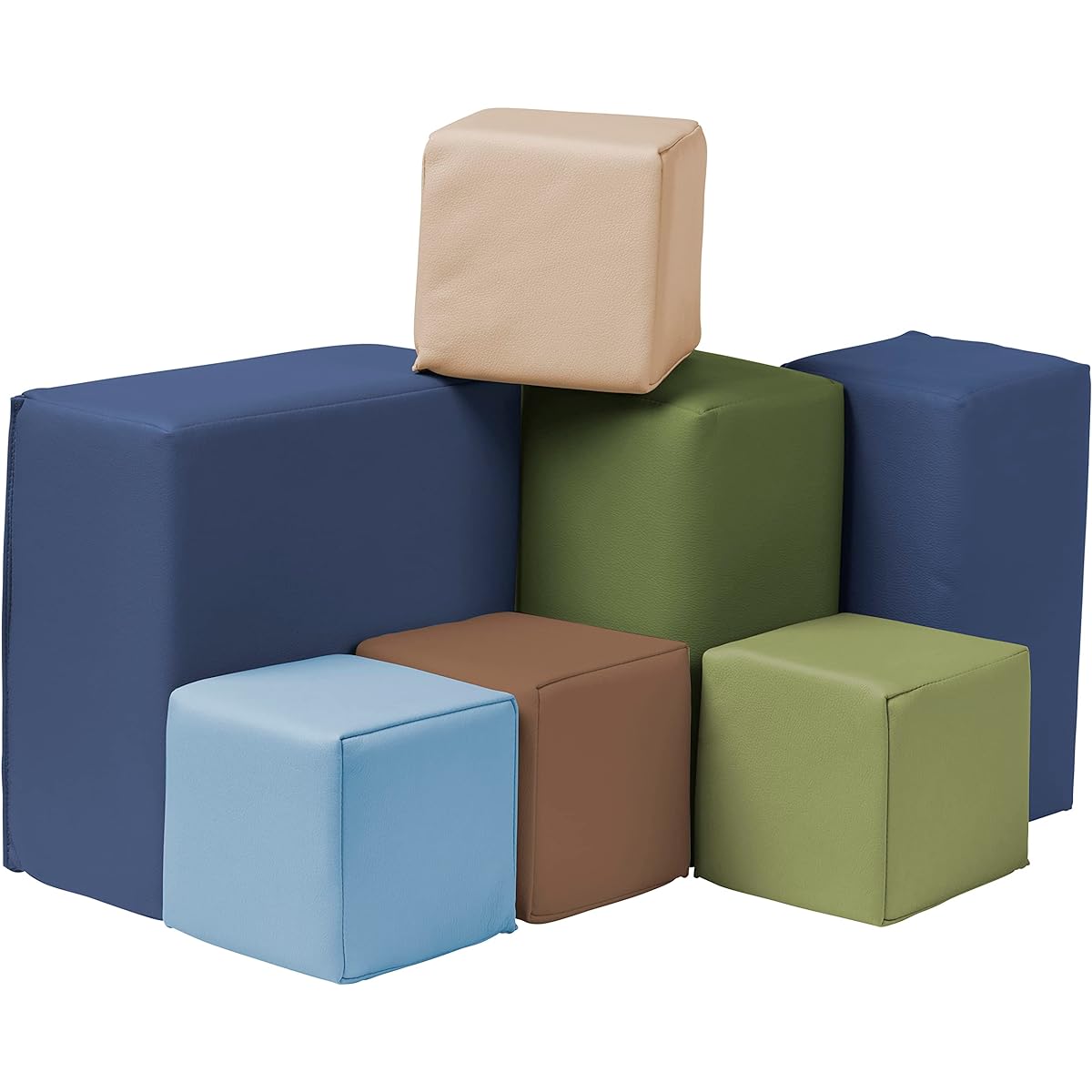 ECR4Kids Soft Zone Foam Building Blocks for Toddlers Foam Playset Earth Tones 7 Piece