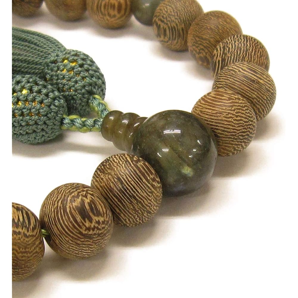 Prayer beads made in Japan > Men's striped iron sword (Tagaya-san) Labradorite Pure silk tassel Comes with a prayer bead bag Handmade prayer beads that can be used by all sects Luxury Domestic prayer beads [Long-established prayer beads manufacturer foun