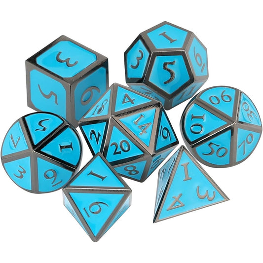 UONUOT 7-Piece DND Metal Dice Set with Black Pouch, D&D Polyhedral Dice, Dungeons & Dragons Role Playing, DND Dice Game, RPGs